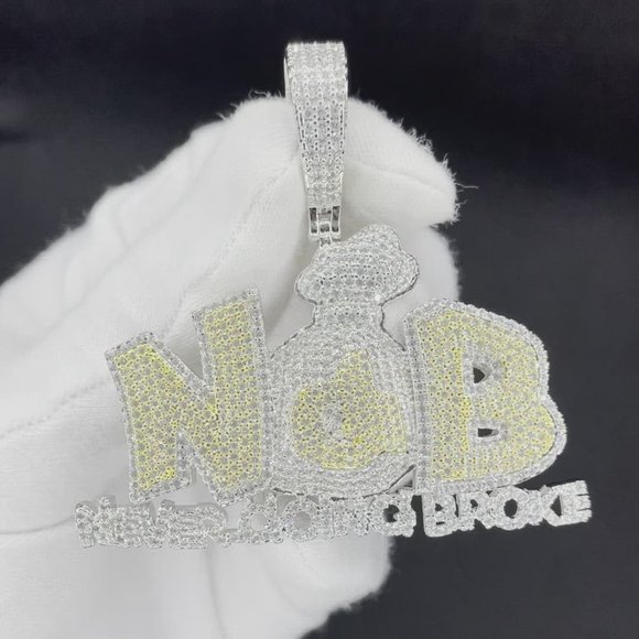 NEW | NDB Money Bag Never Doing Broke Duo Color Letter Pendant - Picture 3 of 3